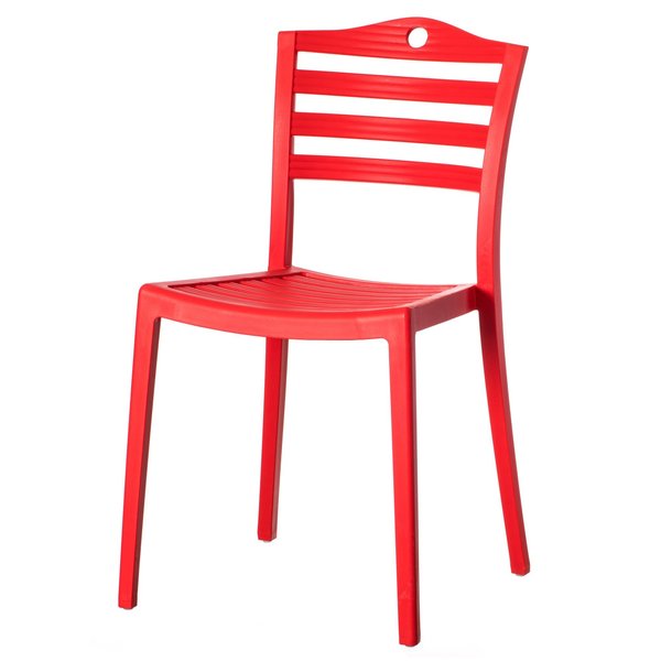 Fabulaxe Modern Plastic Dining Chair with Ladderback Design, Red QI004225.RD